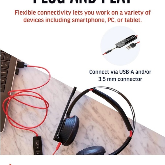 📞🧏🏼‍♀️POLY Headphones Call/Music/Micro Quickstart Blackwire 5200 NEW🧏🏽📞 - Picture 11 of 14